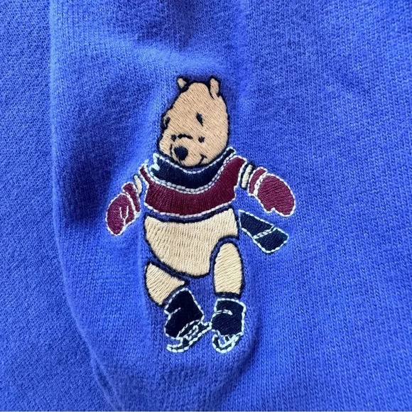 VTG Disney Store Purple Long Sleeve Top Winnie The Pooh Embroidered Mittens M - Picture 5 of 11